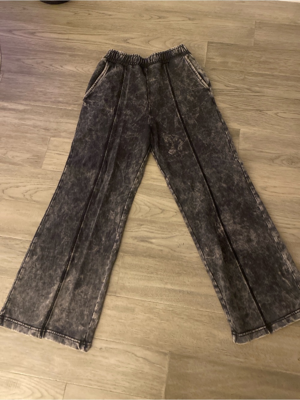 ZARA | Black Acid-Wash Wide-Leg Pants